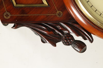 Lot 518 - ROBERT BRYSON, EDINBURGH. A LATE REGENCY SCOTTISH FIGURED MAHOGANY FUSEE WALL CLOCK