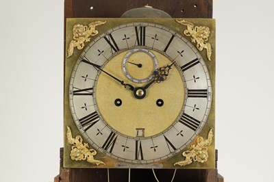 Lot 489 - JAMES CLOWES, LONDINI FECIT. A FINE WILLIAM AND MARY 10" MARQUETRY INLAID WALNUT LONGCASE CLOCK