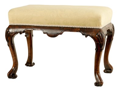 Lot 704 - A GEORGE I STYLE WALNUT DRESSING STOOL