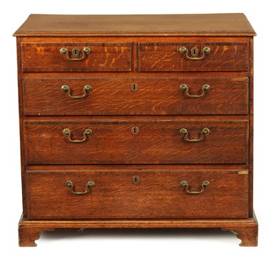Lot 786 - A GEORGE III MAHOGANY CROSS-BANDED OAK CHEST OF DRAWERS