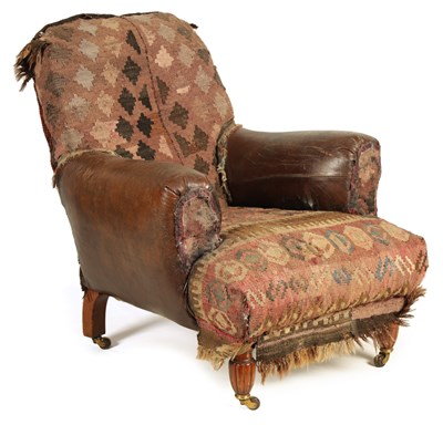 Lot 735 - ARTHUR JONES & SON, DUBLIN. A 19TH CENTURY UPHOLSTERED ARMCHAIR