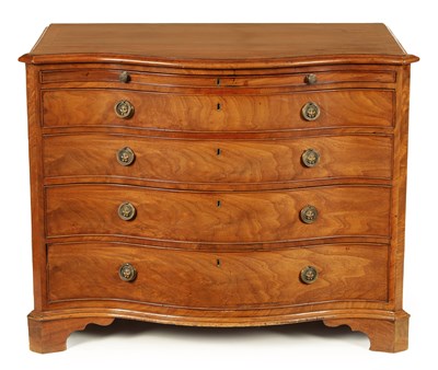 Lot 706 - A GOOD GEORGE III INLAID MAHOGANY SERPENTINE CHEST OF DRAWERS