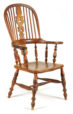 Lot 677 - A 19TH CENTURY BROAD ARM ASH AND ELM WINDSOR CHAIR