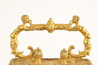 Lot 524 - JOSEPH WINDMILLS, LONDON. A FINE WILLIAM AND MARY EBONY VENEERED GILT BRASS MOUNTED BASKET TOP BRACKET CLOCK