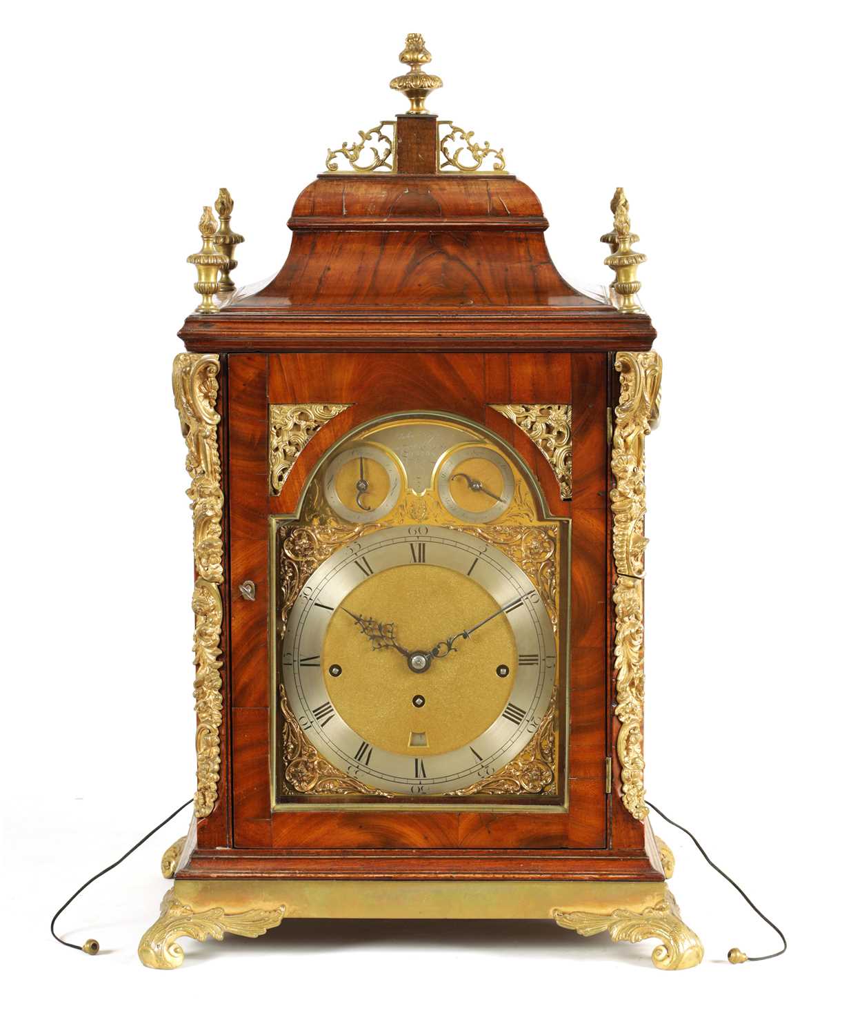 Lot 517 - JOHN TAYLOR, LONDON. A GEORGE III ORMOLU MOUNTED MAHOGANY MUSICAL BRACKET CLOCK
