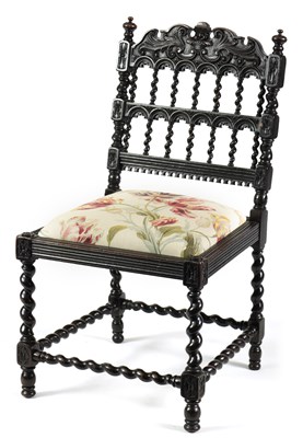 Lot 713 - A LATE 19TH CENTURY INDIAN STYLE EBONISED CHAIR