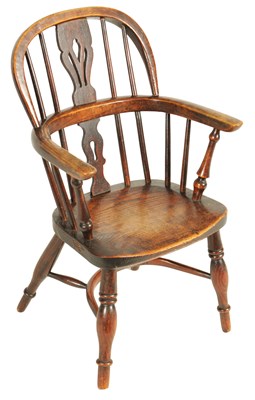 Lot 689 - F. WALKER, ROCKLEY A 19TH CENTURY ASH AND ELM CHILD’S WINDSOR CHAIR