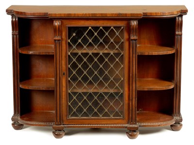 Lot 782 - A GOOD REGENCY ROSEWOOD CROSS-BANDED MAHOGANY SIDE CABINET OF SMALL SIZE IN THE MANNER OF GILLOWS