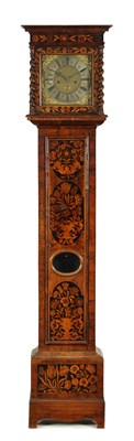 Lot 424 - THOMAS HALL, LONDINI FECIT. A WILLIAM AND MARY WALNUT AND FLORAL MARQUETRY PANELLED EIGHT-DAY LONGCASE CLOCK