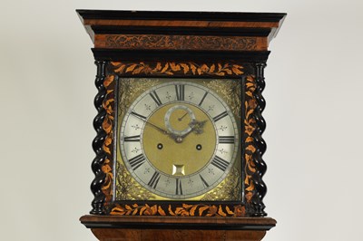 Lot 521 - WILLIAM SPEAKMAN, LONDINI FECIT. A GOOD WILLIAM AND MARY WALNUT AND FLORAL MARQUETRY PANELLED EIGHT-DAY LONGCASE CLOCK