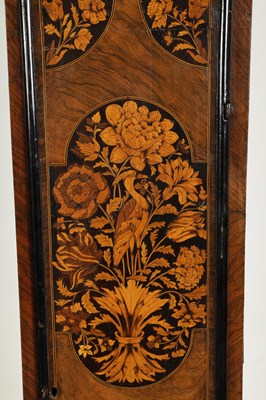 Lot 521 - WILLIAM SPEAKMAN, LONDINI FECIT. A GOOD WILLIAM AND MARY WALNUT AND FLORAL MARQUETRY PANELLED EIGHT-DAY LONGCASE CLOCK