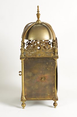 Lot 928 - A LATE 19TH CENTURY DOUBLE FUSEE BRASS  LANTERN CLOCK OF 17TH CENTURY DESIGN
