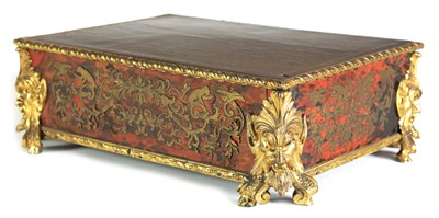 Lot 582 - A 19TH CENTURY FRECNH GILT OROMLU AND BRASS INLAID TORTOISESHELL BOULLE TABLE STAND
