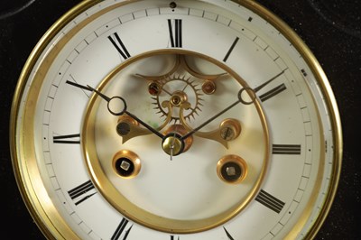 Lot 1098 - A 19TH CENTURY BLACK SLATE MANTEL CLOCK