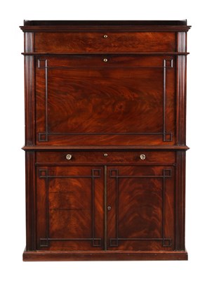 Lot 703 - ATT. GILLOWS OF LANCASTER. A REGENCY FIGURED MAHOGANY ESCRITOIRE