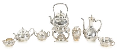 Lot 170 - A FINE JAPANESE MEIJI PERIOD SEVEN PIECE SILVER TEASET SIGNED KONOIKF