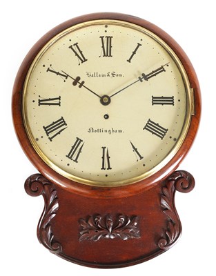 Lot 522 - HALLAM & SON, NOTTINGHAM. A MID 19TH CENTURY MAHOGANY FUSEE WALL CLOCK