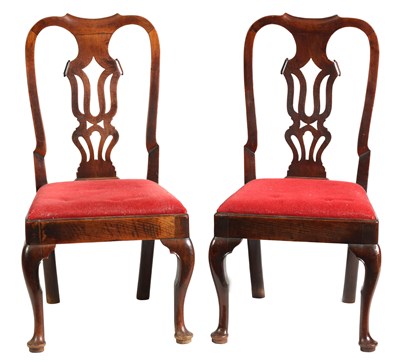 Lot 705 - A PAIR OF EARLY 18TH CENTURY WALNUT SIDE CHAIRS