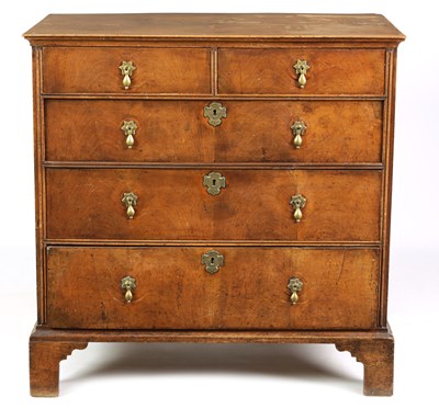 Lot 769 - A WILLIAM AND MARY FIGURED WALNUT CHEST OF DRAWERS