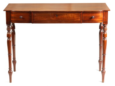 Lot 740 - A REGENCY FIGURED MAHOGANY EBONY INLAID GILLOWS STYLE MAHOGANY SIDE TABLE