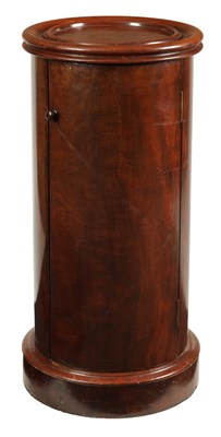 Lot 687 - A 19TH CENTURY MAHOGANY CYLINDRICAL POT CUPBOARD