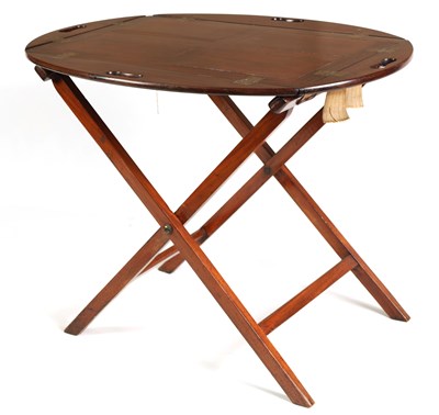 Lot 747 - A GEORGE III FOLDING MAHOGANY BUTLERS TRAY AND STAND