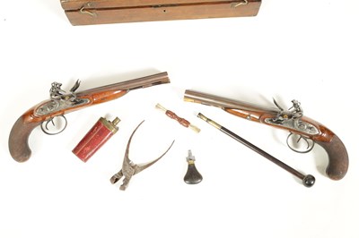 Lot 271 - KNUBLEY, LONDON. A FINE PAIR OF LATE 18TH CENTURY CASED DOUBLE BARREL FLINTLOCK COACHING PISTOLS