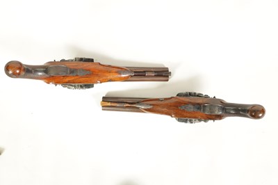 Lot 271 - KNUBLEY, LONDON. A FINE PAIR OF LATE 18TH CENTURY CASED DOUBLE BARREL FLINTLOCK COACHING PISTOLS