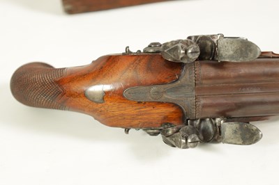Lot 271 - KNUBLEY, LONDON. A FINE PAIR OF LATE 18TH CENTURY CASED DOUBLE BARREL FLINTLOCK COACHING PISTOLS