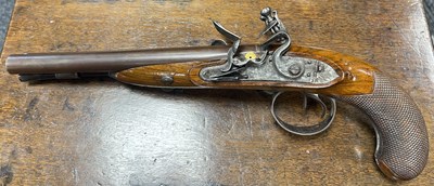 Lot 271 - KNUBLEY, LONDON. A FINE PAIR OF LATE 18TH CENTURY CASED DOUBLE BARREL FLINTLOCK COACHING PISTOLS