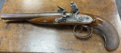Lot 271 - KNUBLEY, LONDON. A FINE PAIR OF LATE 18TH CENTURY CASED DOUBLE BARREL FLINTLOCK COACHING PISTOLS