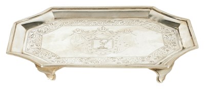Lot 326 - A GEORGE III SILVER RECTANGULAR CARD TRAY