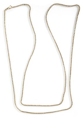 Lot 276 - A LONG 9CT GOLD NECKLACE/MUFF CHAIN