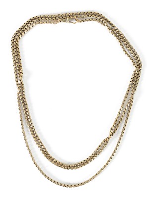 Lot 276 - A LONG 9CT GOLD NECKLACE/MUFF CHAIN