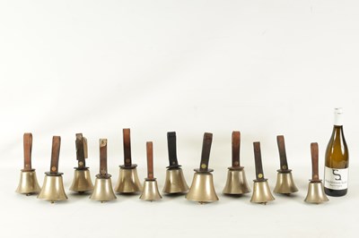 Lot 147 - A SET OF 12 HAND BELLS SIGNED WARNER, LONDON