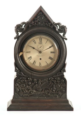 Lot 1128 - CHS. J. GAUPP & CO. HONG KONG. AN EARLY 20TH CENTURY CHINESE SHIPS CLOCK IN HARDWOOD CASE