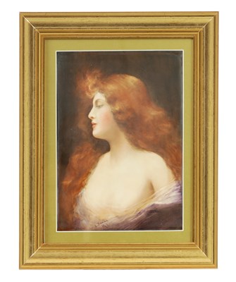 Lot 83 - A LIMOGES, FRANCE RECTANGULAR PORCELAIN HANGING PLAQUE SIGNED L DAVIES, NY