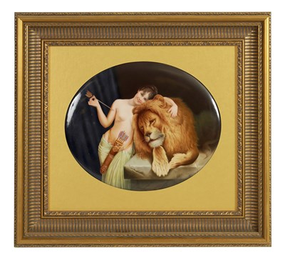 Lot 61 - A FINE LATE 19TH CENTURY UNUSUALLY LARGE GERMAN KPM OVAL PORCELAIN PLAQUE SIGNED K. MILLER