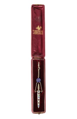 Lot 440 - A LATE 19TH CENTURY TURKISH SILVER METAL, ENAMEL AND JEWELLED CASED SET OF TRAVELLING SCISSORS