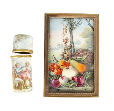 Lot 385 - A 19TH-CENTURY FRENCH ENAMEL CONVEX PLAQUE
