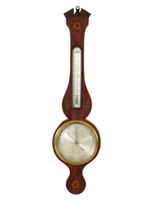 Lot 1104 - B. RONKETI, MANCHESTER. A GEORGE III SHELL INLAID MAHOGANY WHEEL BAROMETER