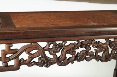 Lot 187 - A PAIR OF 19TH-CENTURY CHINESE HARDWOOD TABLES WITH BURR WOOD PANELS