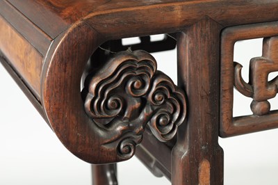 Lot 187 - A PAIR OF 19TH-CENTURY CHINESE HARDWOOD TABLES WITH BURR WOOD PANELS