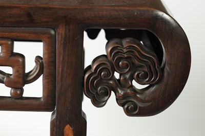Lot 187 - A PAIR OF 19TH-CENTURY CHINESE HARDWOOD TABLES WITH BURR WOOD PANELS