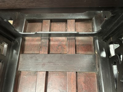 Lot 187 - A PAIR OF 19TH-CENTURY CHINESE HARDWOOD TABLES WITH BURR WOOD PANELS