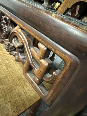Lot 187 - A PAIR OF 19TH-CENTURY CHINESE HARDWOOD TABLES WITH BURR WOOD PANELS