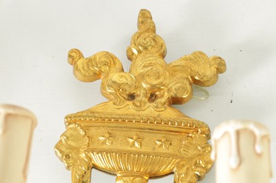 Lot 428 - A PAIR OF ORMOLU REGENCY STYLE TWO BRANCH WALL LIGHTS