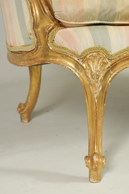 Lot 1399 - A PAIR OF GEORGE III ENGLISH CARVED GILTWOOD HEPPLEWHITE STYLE UPHOLSTERED SETTEES