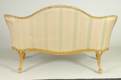 Lot 1399 - A PAIR OF GEORGE III ENGLISH CARVED GILTWOOD HEPPLEWHITE STYLE UPHOLSTERED SETTEES
