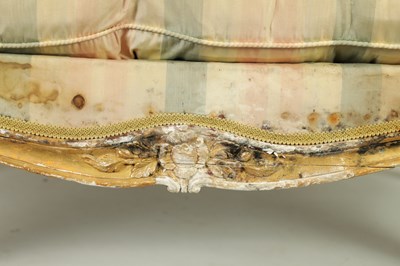 Lot 1399 - A PAIR OF GEORGE III ENGLISH CARVED GILTWOOD HEPPLEWHITE STYLE UPHOLSTERED SETTEES